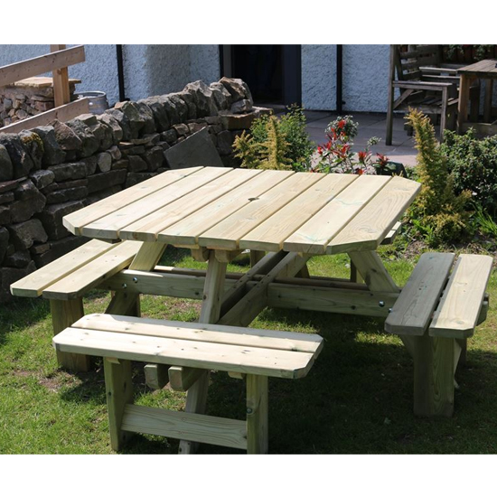 Becontree Square Wooden 8 Seater Picnic Dining Set_2