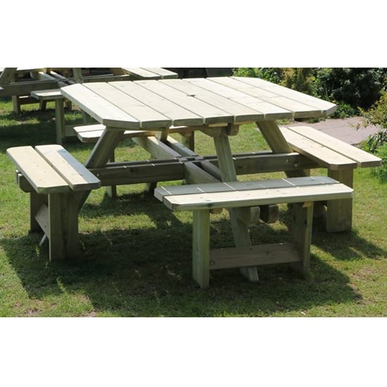 Becontree Square Wooden 8 Seater Picnic Dining Set_1