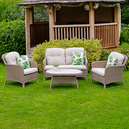 Photo of Becton outdoor lounge dining set in sand grey