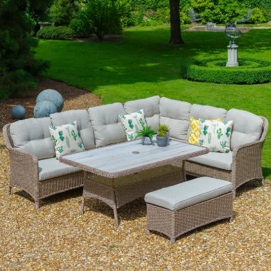 Product photograph of Becton Outdoor Rectangular Modular Lounge Set In Sand Grey from Furniture in Fashion