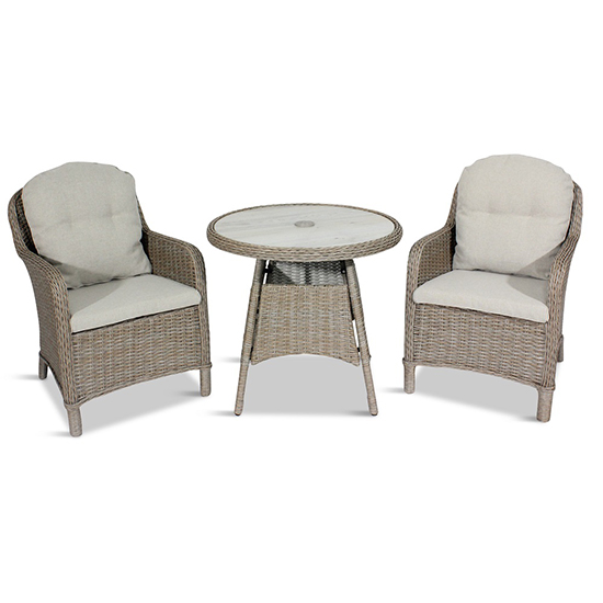 Photo of Becton outdoor round 2 seater bistro set in sand grey