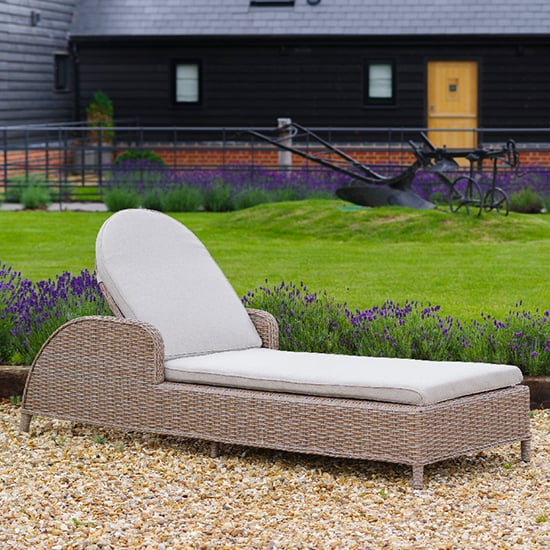 Product photograph of Becton Outdoor Sun Lounger In Sand Grey from Furniture in Fashion