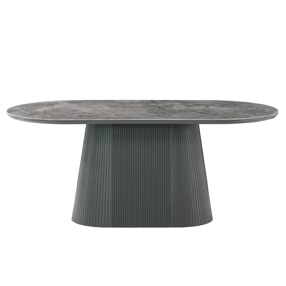 Bedford Rectangular Sintered Stone Top Dining Table In Grey