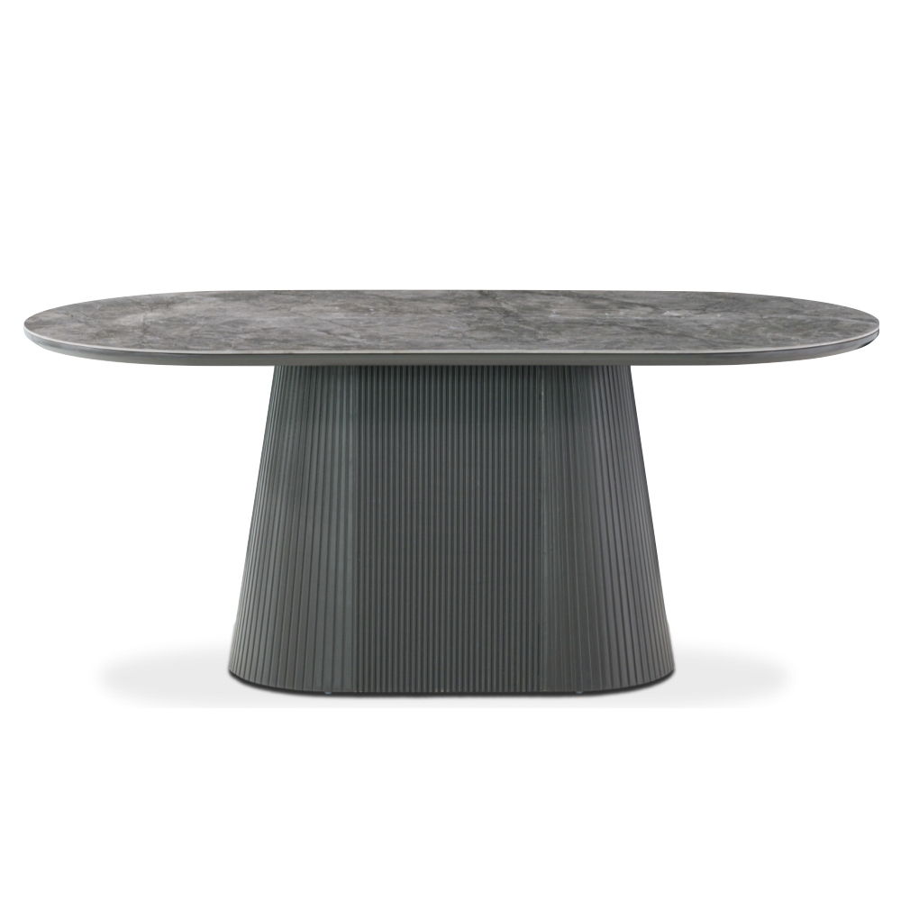 Bedford Sintered Stone Dining Table With 6 Vauxhall Chairs In Dark Grey