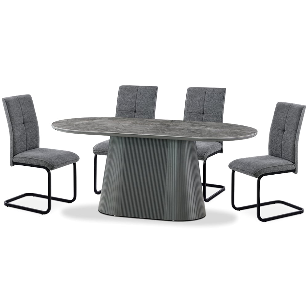 Bedford Sintered Stone Dining Table With 6 Chairs In Dark Grey
