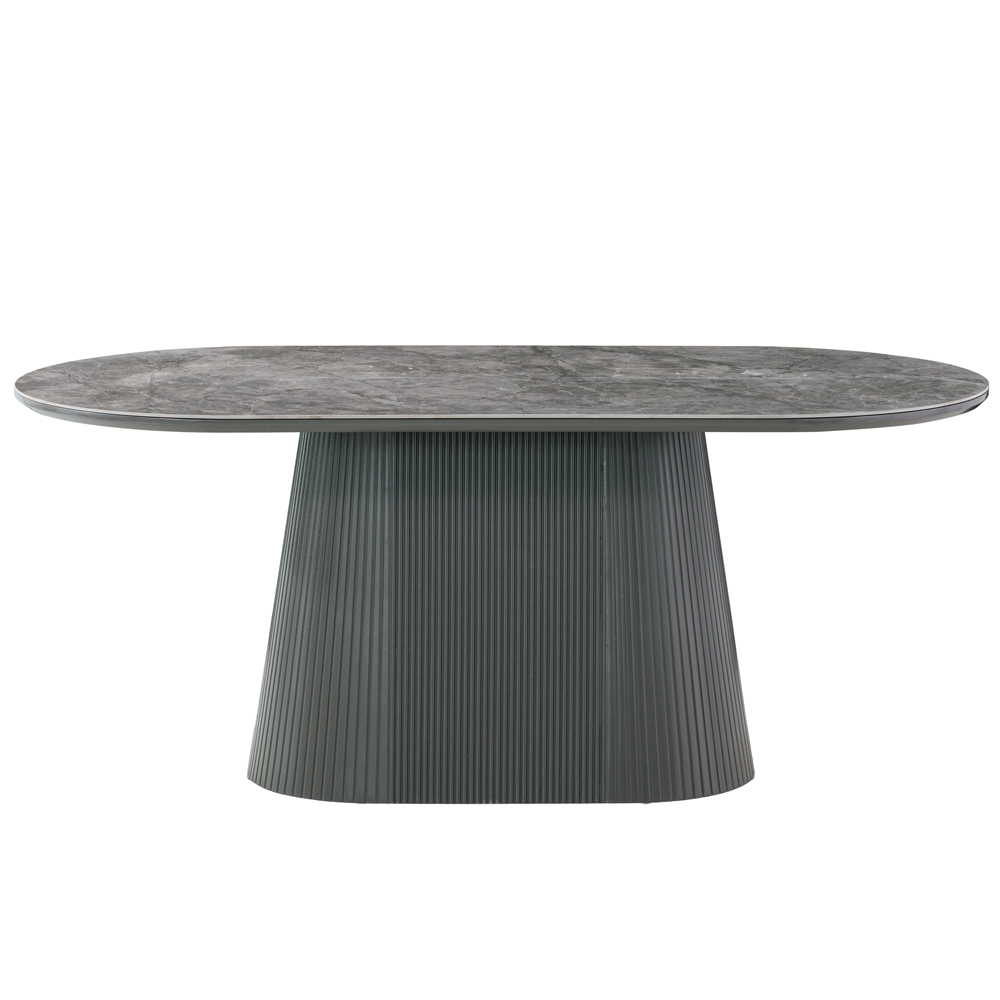 Bedford Sintered Stone Top Dining Table With 6 Vauxhall Chairs In Dark Grey