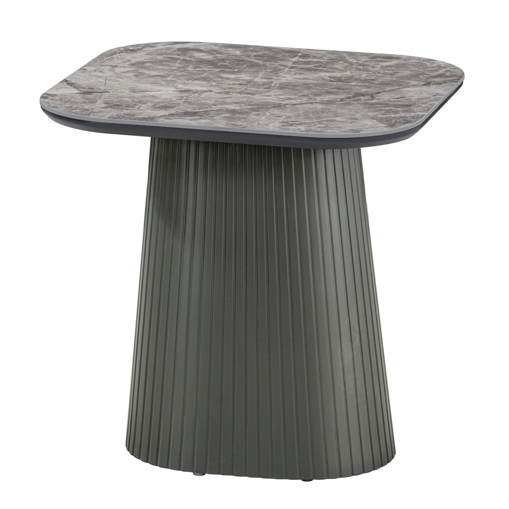 Bedford Square Sintered Stone Top End Table In Grey