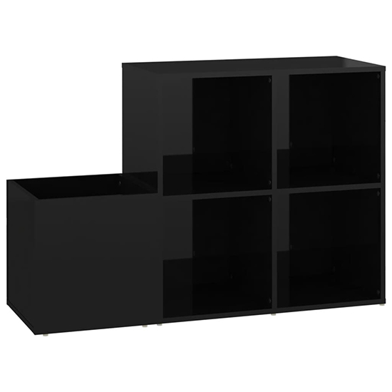 Bedros Wooden Shoe Storage Bench With 4 Shelves In Black Gloss