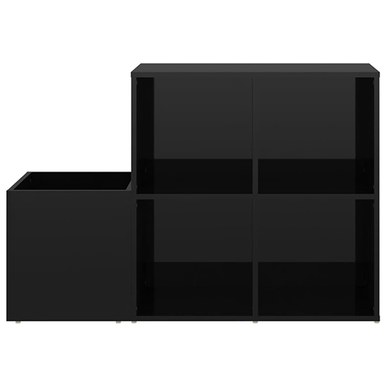 Bedros Wooden Shoe Storage Bench With 4 Shelves In Black Gloss