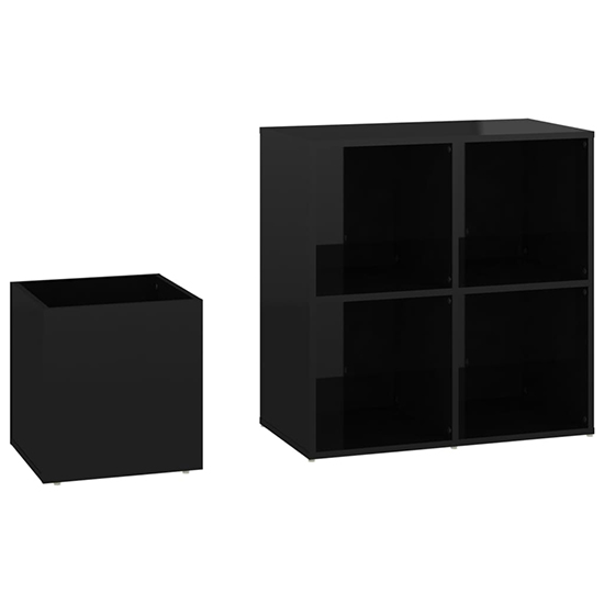 Bedros Wooden Shoe Storage Bench With 4 Shelves In Black Gloss