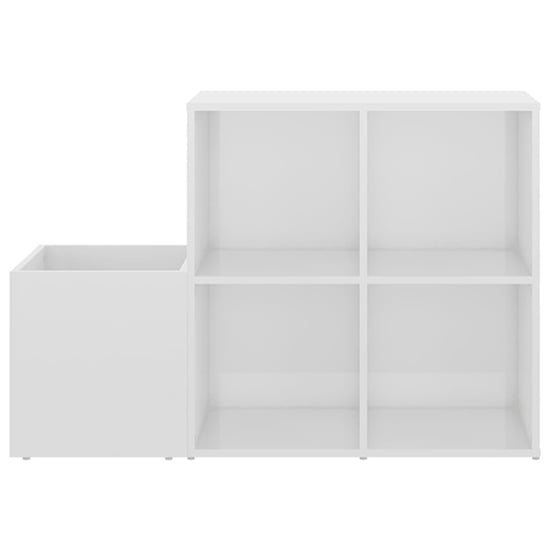 Bedros High Gloss Shoe Storage Bench With 4 Shelves In White_4