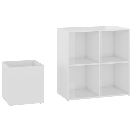 Bedros High Gloss Shoe Storage Bench With 4 Shelves In White_5