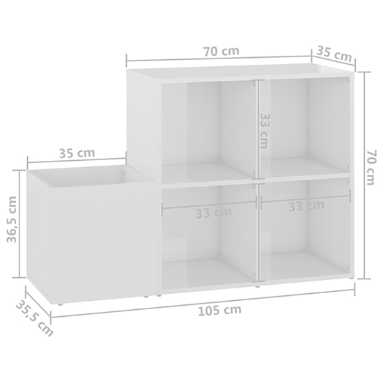 Bedros High Gloss Shoe Storage Bench With 4 Shelves In White