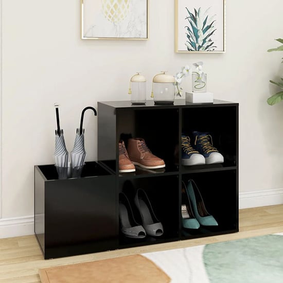 Read more about Bedros wooden hallway shoe storage cabinet in black