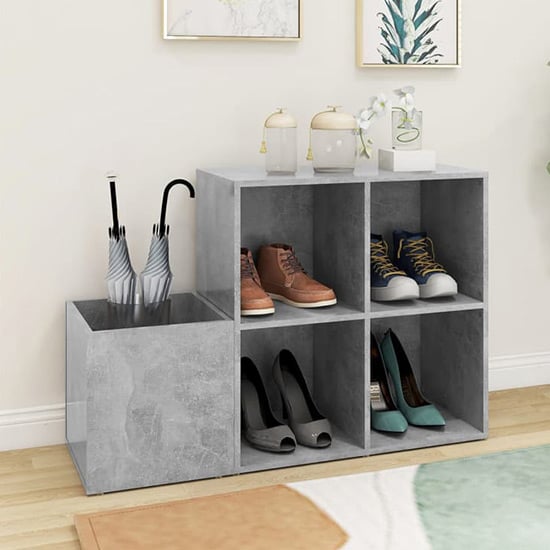 Photo of Bedros wooden hallway shoe storage cabinet in concrete effect