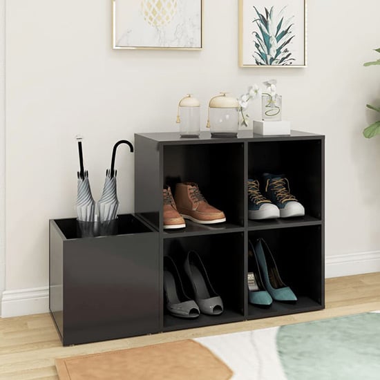 Read more about Bedros wooden hallway shoe storage cabinet in grey