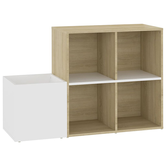 Bedros Wooden Hallway Shoe Storage Cabinet In White Sonoma Oak