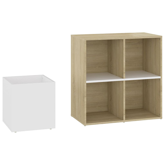 Bedros Wooden Hallway Shoe Storage Cabinet In White Sonoma Oak