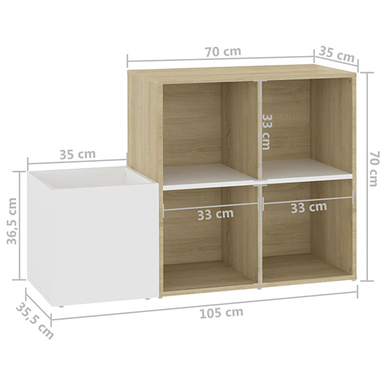 Bedros Wooden Hallway Shoe Storage Cabinet In White Sonoma Oak