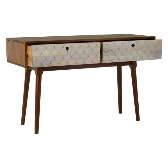 Beemim Wooden Console Table With 2 Drawers In Natural And Brown_2