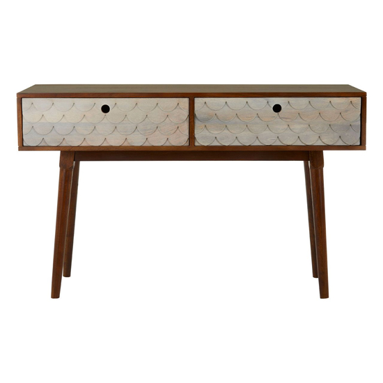 Beemim Wooden Console Table With 2 Drawers In Natural And Brown_3