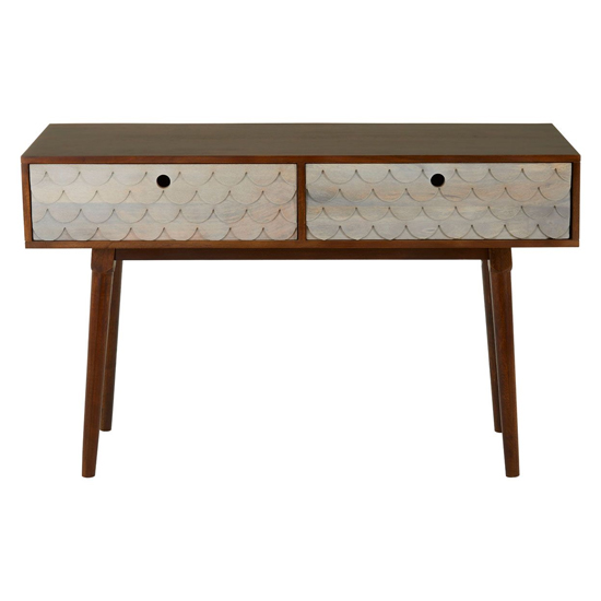 Beemim Wooden Console Table With 2 Drawers In Natural And Brown