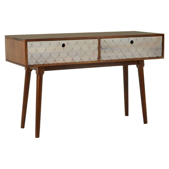 Beemim Wooden Console Table With 2 Drawers In Natural And Brown_1