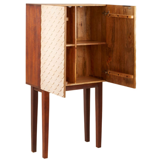 Beemim Wooden Storage Cabinet With 2 Doors In Natural And Brown