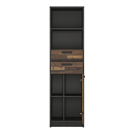 Beeston Wooden Bookcase With 1 Door 2 Drawers In Walnut