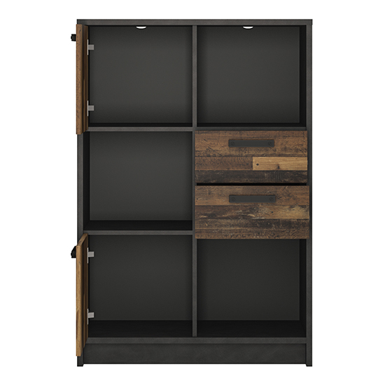 Beeston Wooden Bookcase With 2 Doors 2 Drawers In Walnut