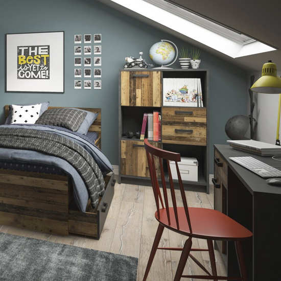 Beeston Wooden Bookcase With 2 Doors 2 Drawers In Walnut