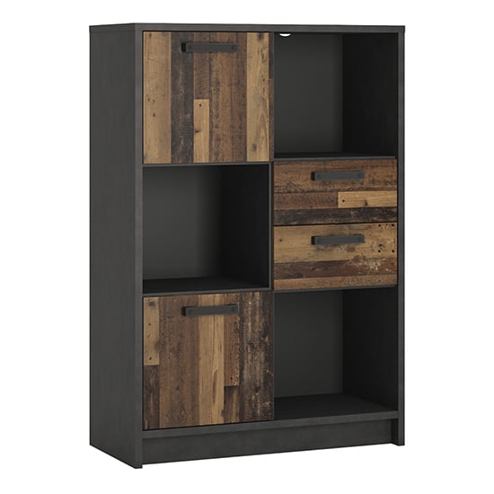 Read more about Beeston wooden low bookcase with 2 doors 2 drawers in walnut