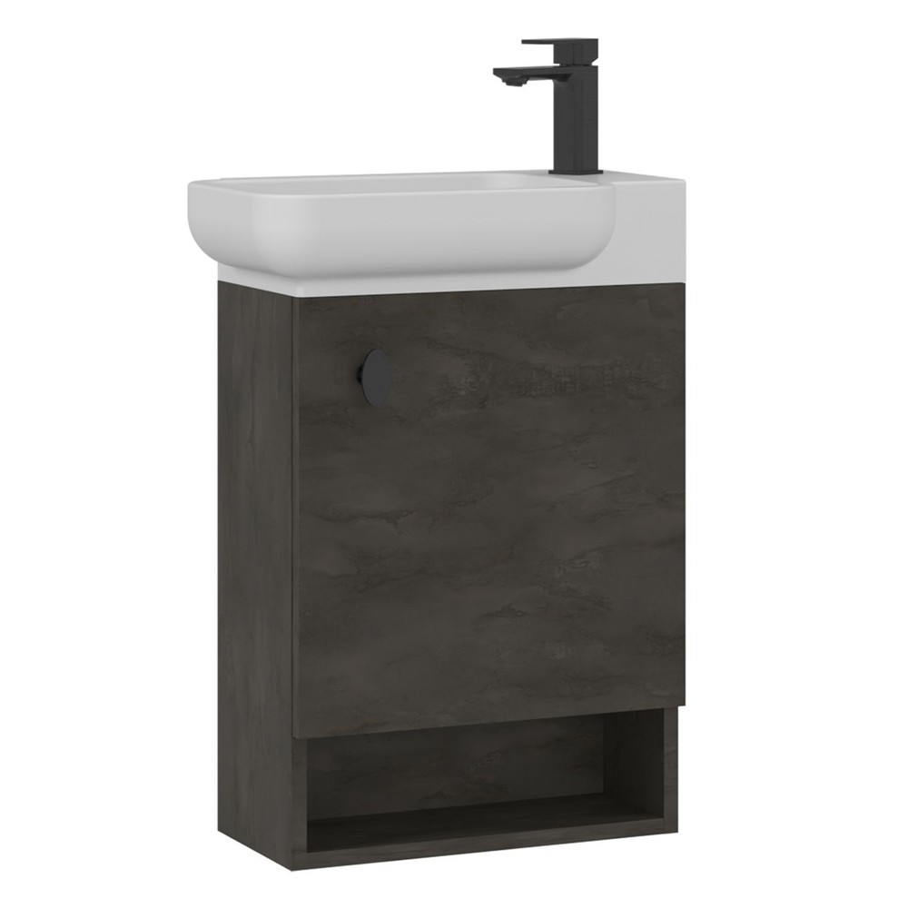 Begonya Wooden Wall Mounted Vanity Unit in Anthracite and Ivory