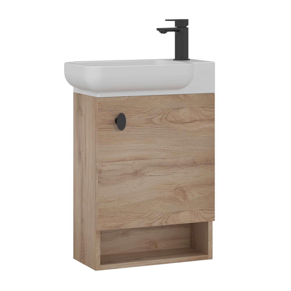 Begonya Wooden Wall Mounted Vanity Unit in Oak
