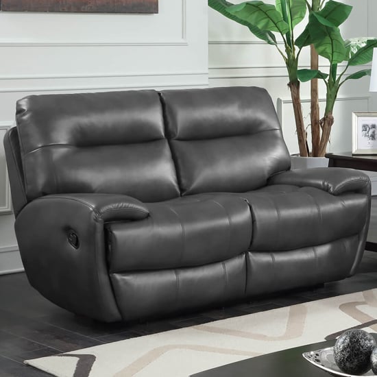 Photo of Beil leathergel and pu recliner 2 seater sofa in grey