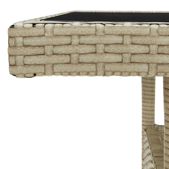 Beile Outdoor Glass Top Dining Table In Beige Poly Rattan