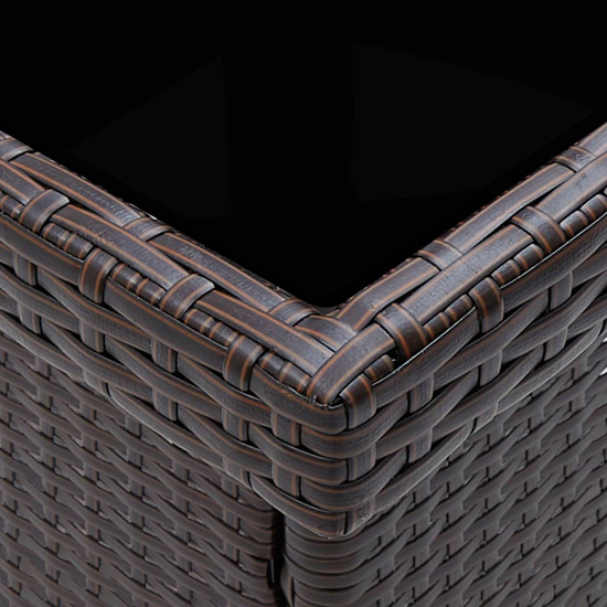 Beile Outdoor Glass Top Dining Table In Brown Poly Rattan