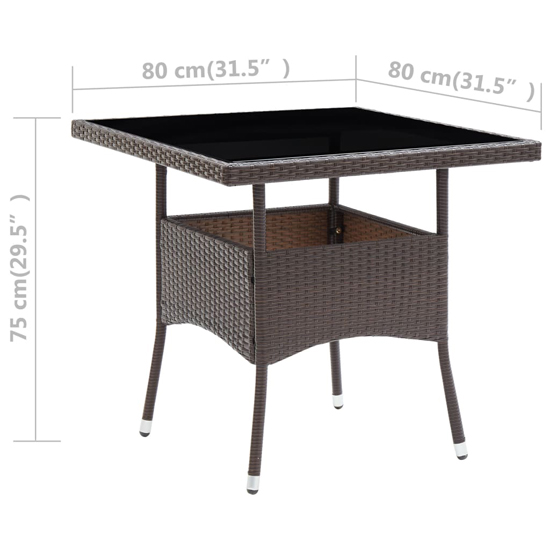 Beile Outdoor Glass Top Dining Table In Brown Poly Rattan