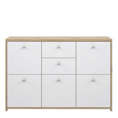 Beile Sideboard 5 Doors 2 Drawers In Artisan Oak And White