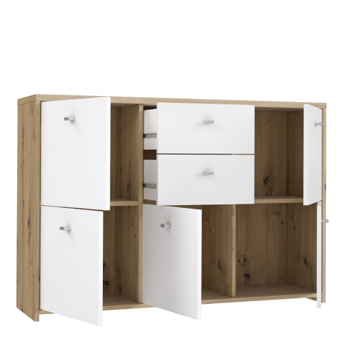 Beile Sideboard 5 Doors 2 Drawers In Artisan Oak And White