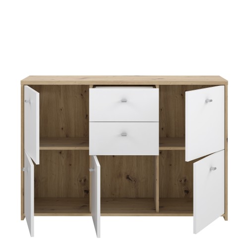 Beile Sideboard 5 Doors 2 Drawers In Artisan Oak And White
