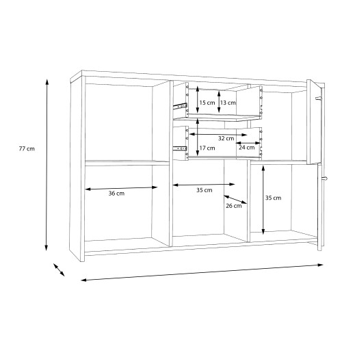 Beile Sideboard 5 Doors 2 Drawers In Artisan Oak And White