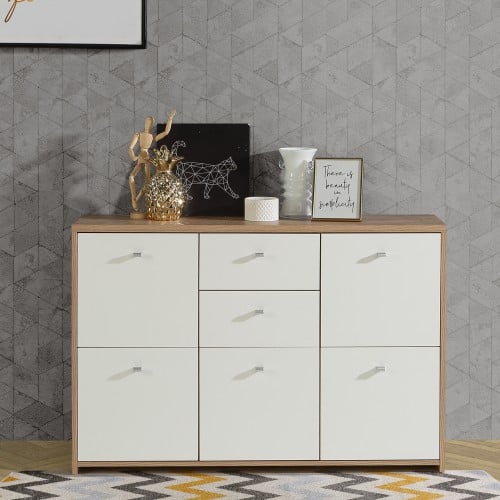 Read more about Beile sideboard 5 doors 2 drawers in artisan oak and white
