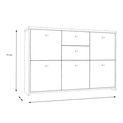 Beile Sideboard 5 Doors 2 Drawers In Dark Grey And Concrete