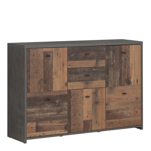 Read more about Beile sideboard 5 doors 2 drawers in dark grey and concrete