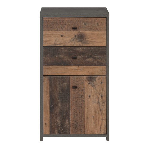 Beile Storage Cabinet 1 Door 2 Drawers In Dark Grey Concrete
