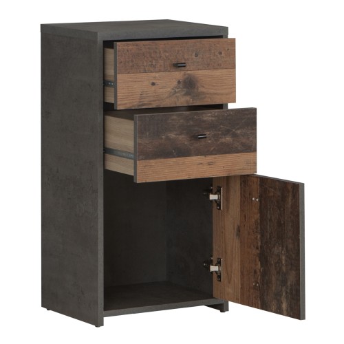 Beile Storage Cabinet 1 Door 2 Drawers In Dark Grey Concrete