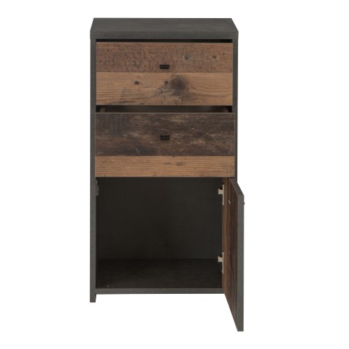 Beile Storage Cabinet 1 Door 2 Drawers In Dark Grey Concrete