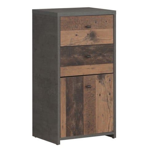 Beile Storage Cabinet 1 Door 2 Drawers In Dark Grey Concrete