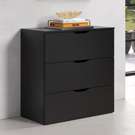 Beile Wooden Chest Of 3 Drawers In Black thumbnail